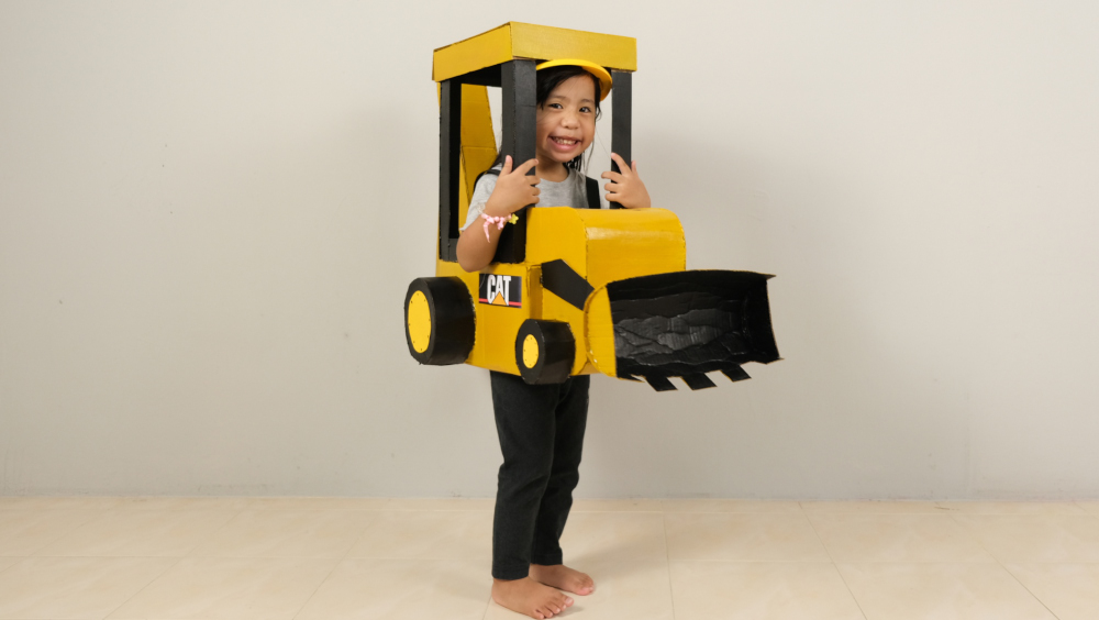how to make a cardboard backhoe for kids