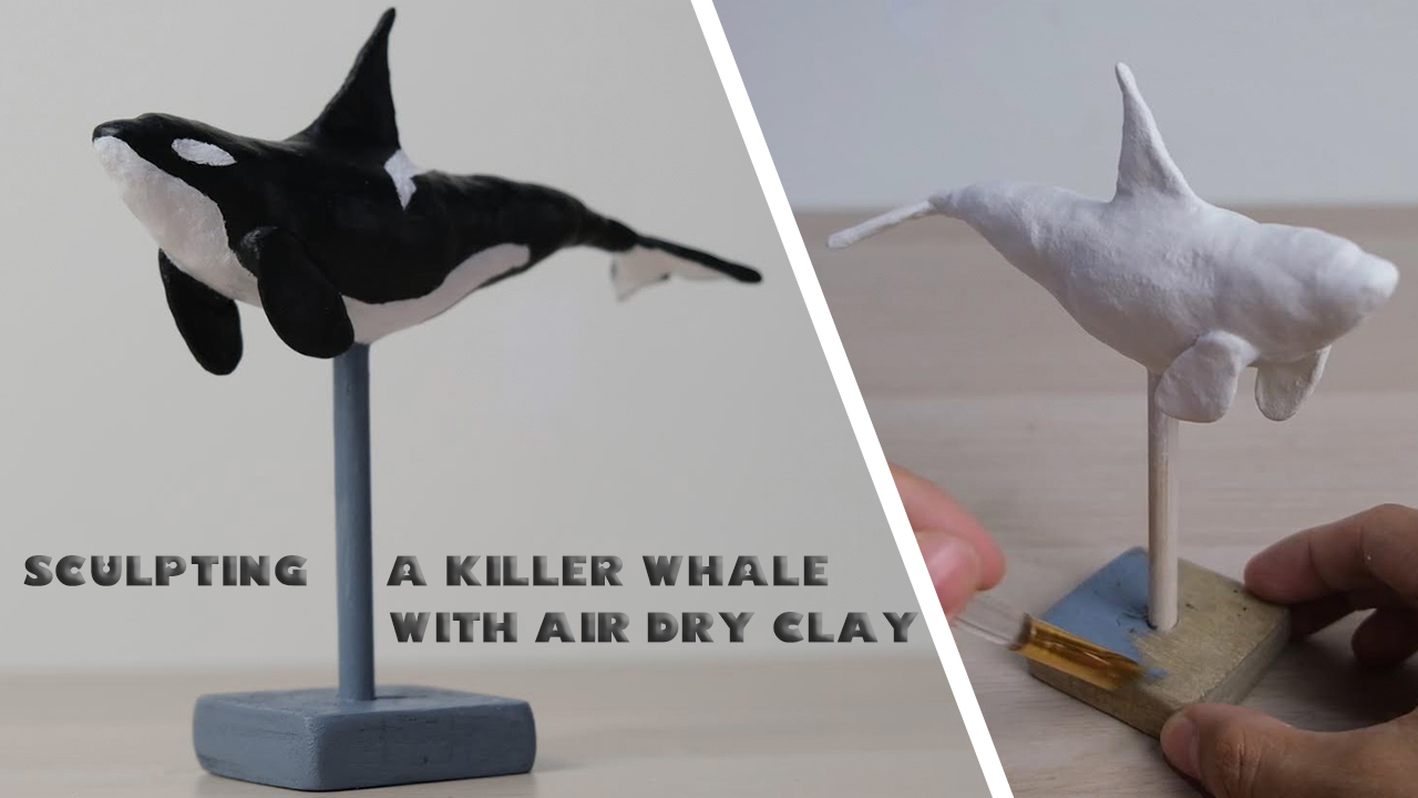 Sculpting Killer whale with air dry clay
