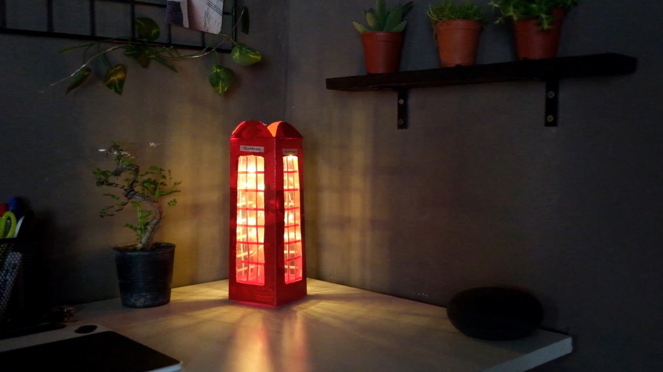 Diy london red telephone box using milk cartons