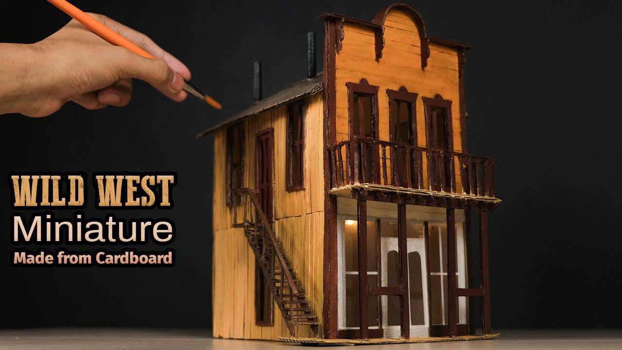 How to make a minature wild west house using cardboard for crafts